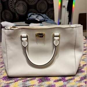 Michael Kors Marilyn white leather tote